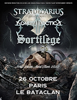 Réservez les meilleures places pour Sonata Arctica+stratovarius+sortilege - Le Bataclan - Le 26 octobre 2023